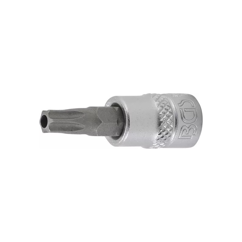 Douille à embouts | 6,3 mm (1/4") | profil T (pour Torx) avec perçage T30 Douille à embouts | 6,3 mm (1/4") | profil T (pour Torx) avec perçage T30