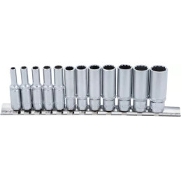 Jeu de douilles, douze pans, longues | 6,3 mm (1/4") | en pouces | 12 pièces
