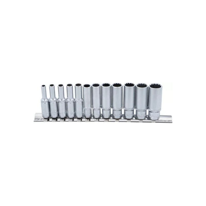 Jeu de douilles, douze pans, longues | 6,3 mm (1/4") | en pouces | 12 pièces Jeu de douilles, douze pans, longues | 6,3 mm (1/4") | en pouces | 12 pièces