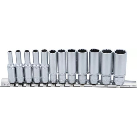 Jeu de douilles, douze pans, longues | 6,3 mm (1/4") | en pouces | 12 pièces