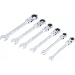 Jeu de clés mixtes à cliquet | têtes flexibles | pouces | 1/4" - 9/16" | 6 pièces