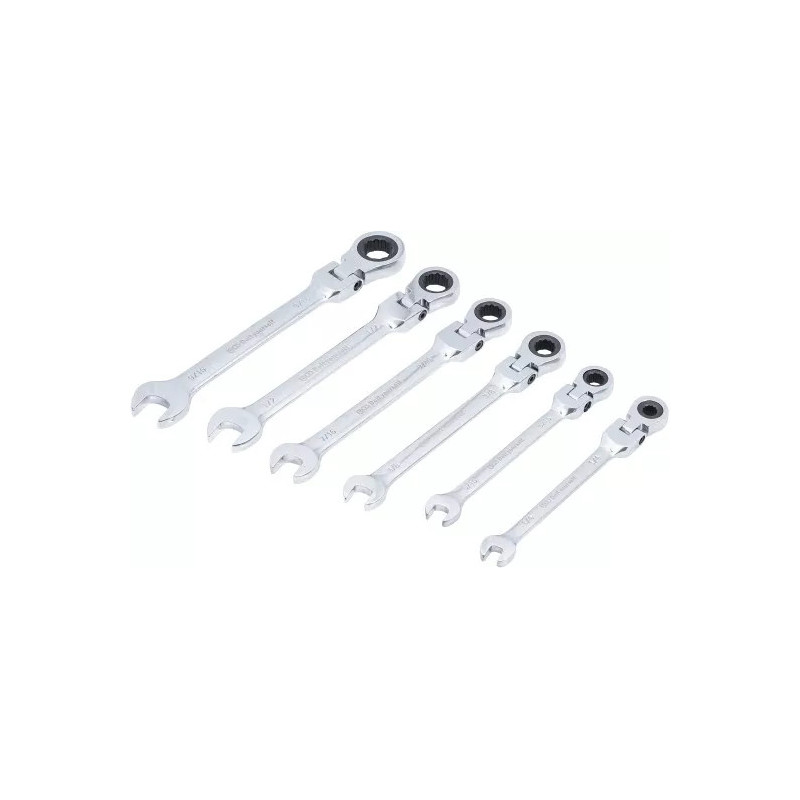 Jeu de clés mixtes à cliquet | têtes flexibles | pouces | 1/4" - 9/16" | 6 pièces Jeu de clés mixtes à cliquet | têtes flexibles | pouces | 1/4" - 9/16" | 6 pièces
