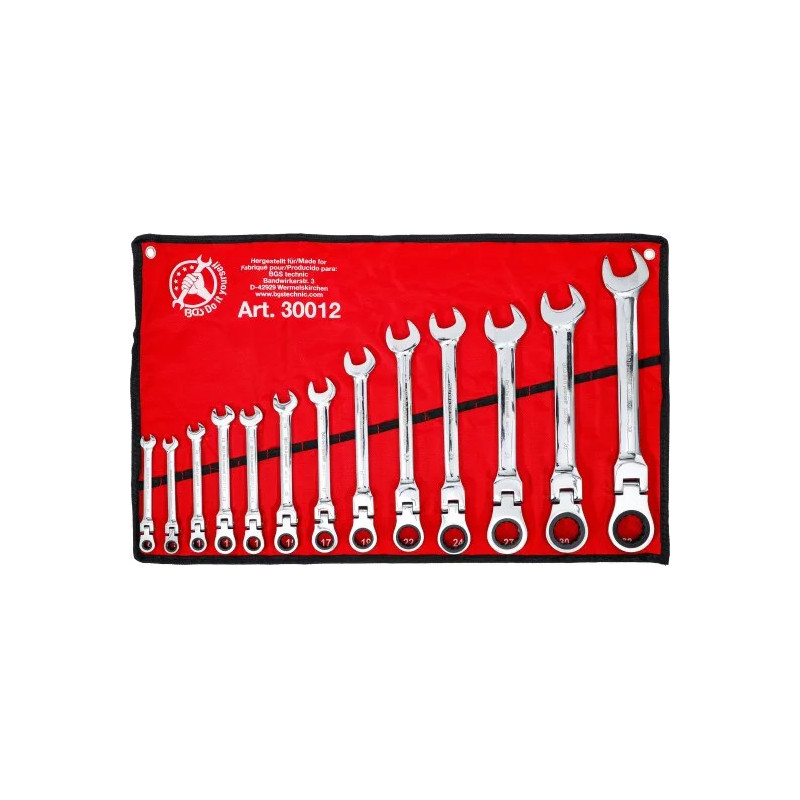 Jeu de clés mixtes à cliquet | têtes flexibles | 8 - 32 mm | 13 pièces Jeu de clés mixtes à cliquet | têtes flexibles | 8 - 32 mm | 13 pièces
