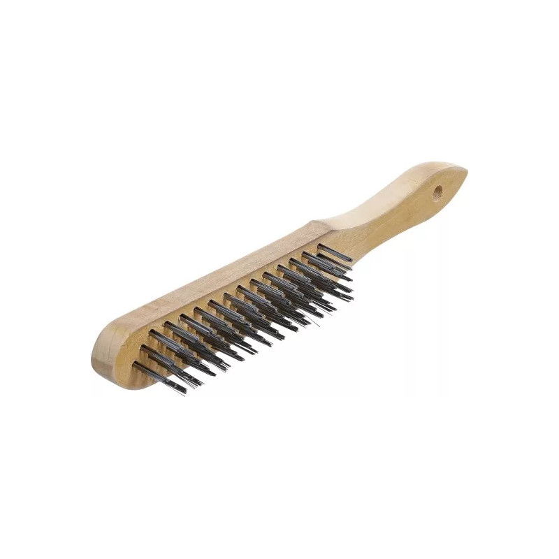 Brosse à main avec manche | fil d'acier | 5 rangées | 300 mm Brosse à main avec manche | fil d'acier | 5 rangées | 300 mm