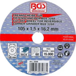 Disque à couper pour art. 3268 | Ø 105 x 1,5 x 16,2 mm