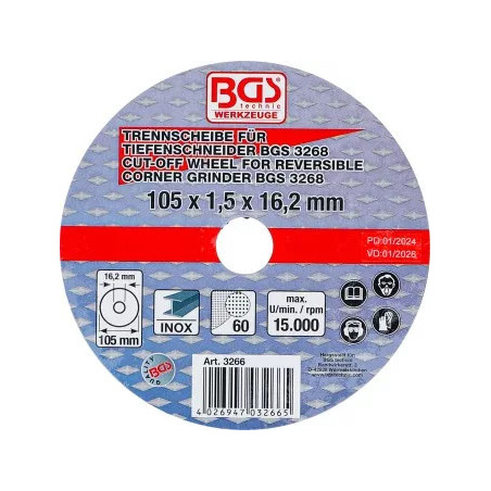 Disque à couper pour art. 3268 | Ø 105 x 1,5 x 16,2 mm