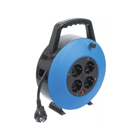 Enrouleur de câble | 10 m | 3 x 1,5 mm² | 4 prises de courant | IP 20 | 3000 W