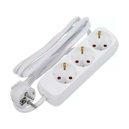 Barre de prises de courant | triple | cordon de 1,4 m | 3 x 1,5 mm² | IP 20