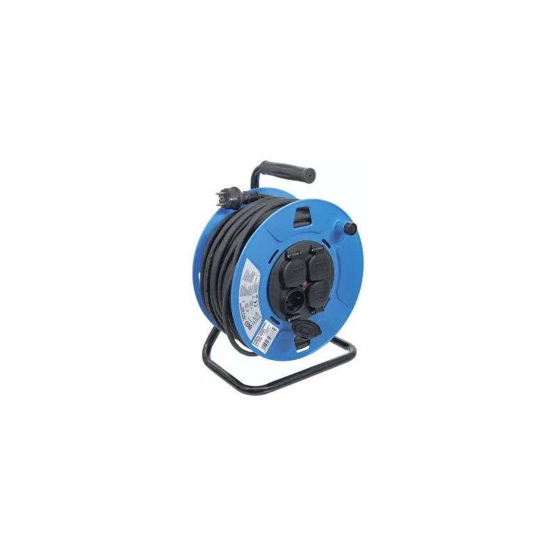 Enrouleur de câble | 50 m | 3 x 1,5 mm² | 4 prises de courant avec clapet de fermeture | IP 44 | 3500 W