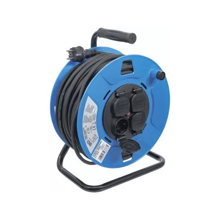 Enrouleur de câble | 50 m | 3 x 1,5 mm² | 4 prises de courant avec clapet de fermeture | IP 44 | 3500 W