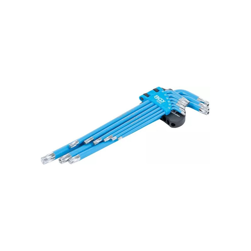 Jeu de clés allen | extra longues | Profil T (pour Torx)/Profil T (pour Torx) avec perçage T10 - T50 | 9 pièces Jeu de clés allen | extra longues | Profil T (pour Torx)/Profil T (pour Torx) avec perçage T10 - T50 | 9 pièces